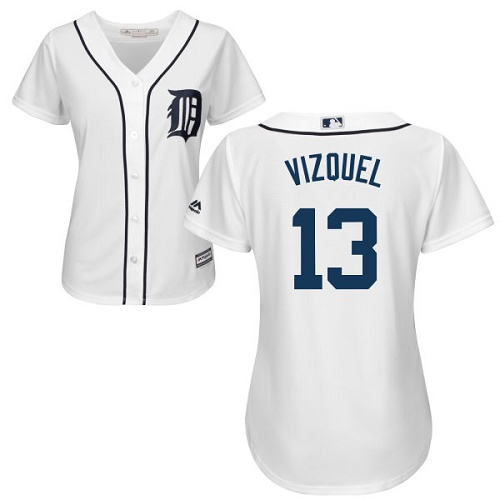 Tigers #13 Omar Vizquel White Home Women's Stitched MLB Jersey